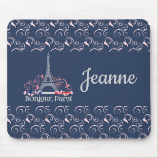 Mousepad Decorative Bonjour Paris Personalized Name