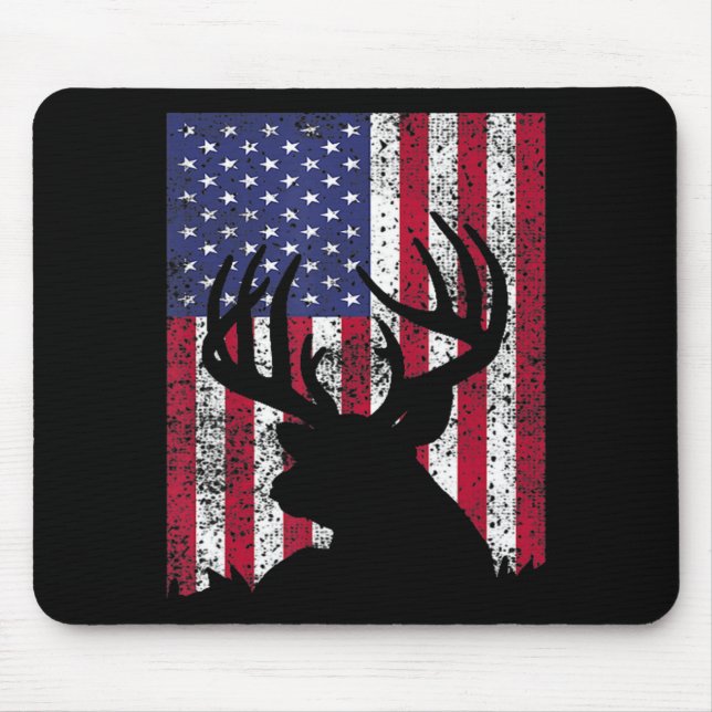 Mousepad Deer Arco Caçando Tee Whitetail Hunter American Fl (Frente)