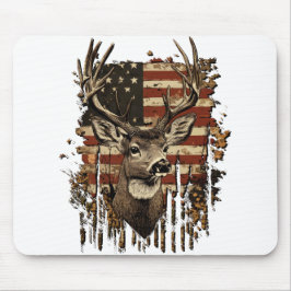 Mousepad Deer, Buck Season USA Flag