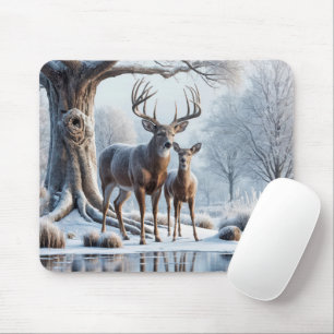 Mousepad Deer By Icy Pond
