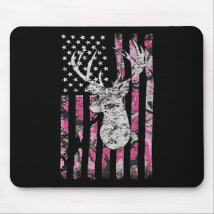Mousepad Deer Hunting Camo American Flag Pink Buck