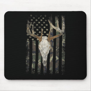 Mousepad Deer Hunting Skull American Camo USA Flag Whitetai