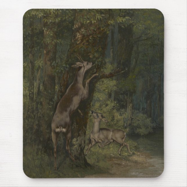 Mousepad Deer in the Forest (por Gustave Courbet) (Frente)