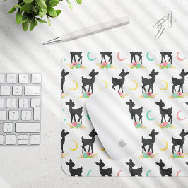 Mousepad Deer Pattern, Baby Deer, Boho, Flores, Lua
