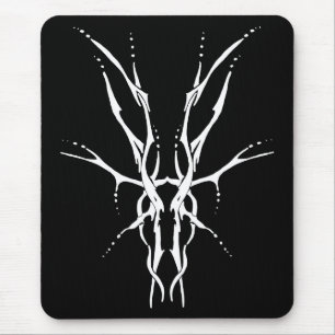 Mousepad Deer Skull Tribal Tattoo Design - branco em preto