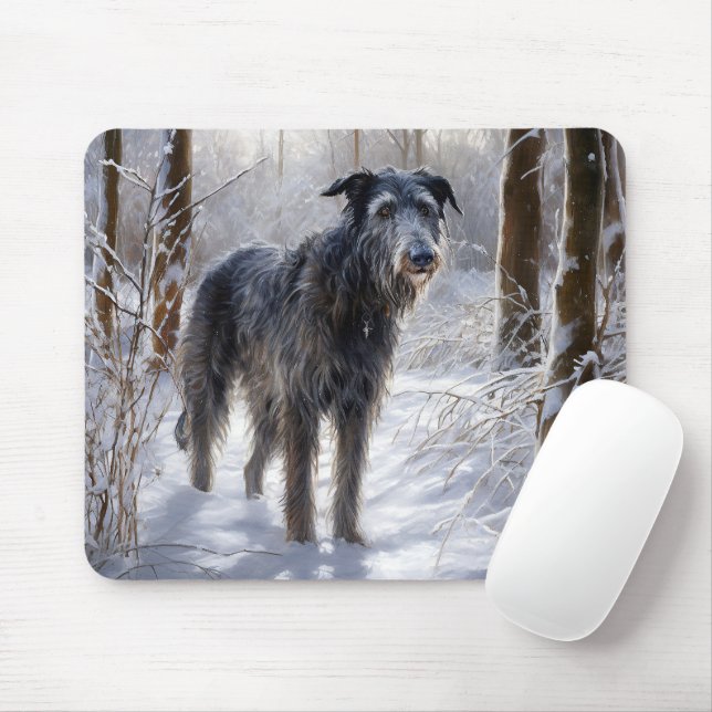 Mousepad Deerhound Escocês Deixe-o nevar no Natal (Com mouse)
