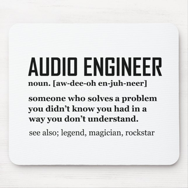 Mousepad Definição de Engenharia de Áudio Engenheiro de Som (Frente)