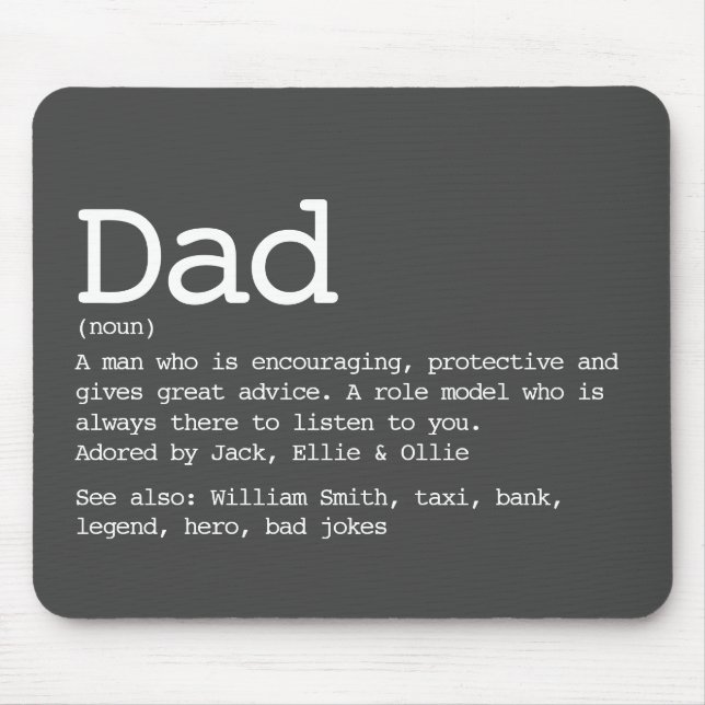 Mousepad Definição de Pai Dia dos Pais Moderno Cinza (Frente)