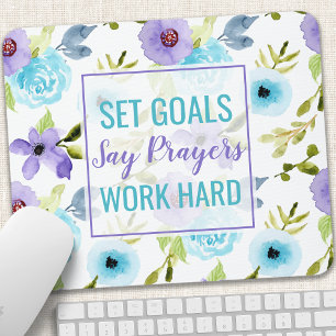 Mousepad Definir Metas Dizer Orações Trabalhar Duro Aquarel