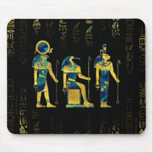 Mousepad Deidades egípcias em hieroglyphics ouro e mármore