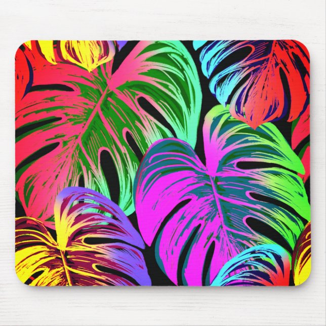 Mousepad Deixa a proteção de padrão tropical do mouse (Frente)