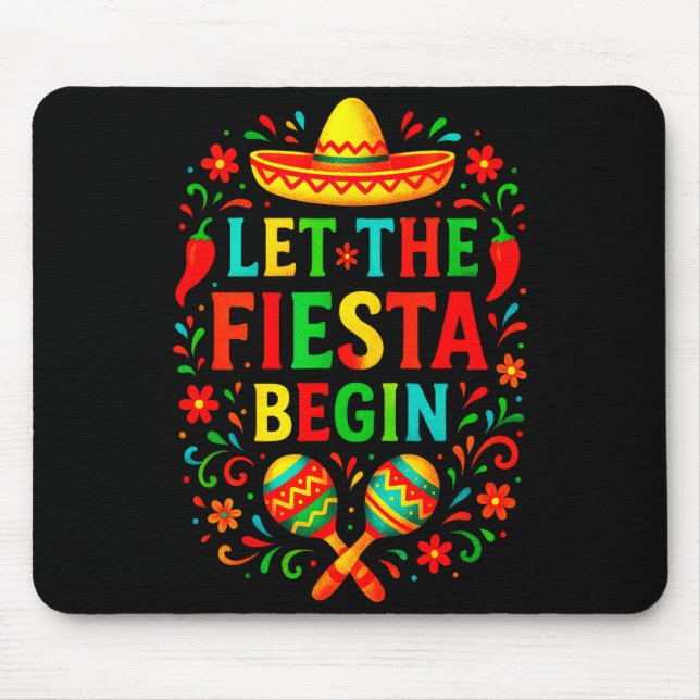 Mousepad Deixe a festa começar - cinco de maio diversão na  (Frente)