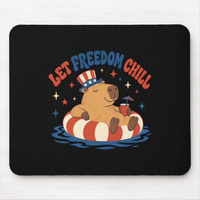Mousepad Deixe a Liberdade Esfriar Capivara Retro Patriótic (Frente)
