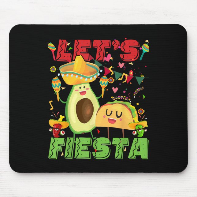 Mousepad Deixe Fiesta Avocado E Tacos Cinco De Mayo Mexica (Frente)