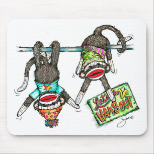 Mousepad Deixe-nos pendurar para fora - macacos da peúga