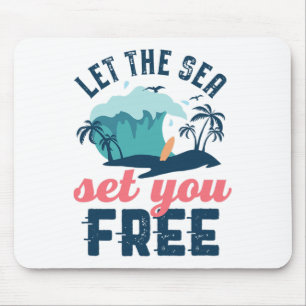 Mousepad Deixe o Mar Libertá-lo Vintage Retro Verão Praia