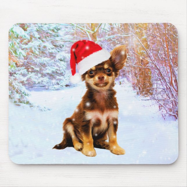 Mousepad Deixe-o nevar Natal Chihuahua Dog (Frente)