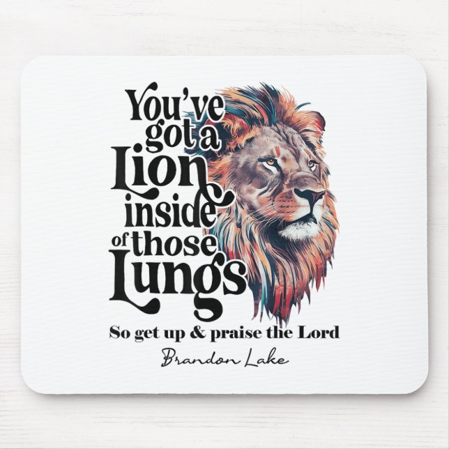 Mousepad Deixe o seu leão sair Brandon Lake Merch louvar Je (Frente)