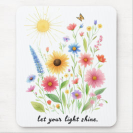 Mousepad Deixe sua luz brilhar flores e sol