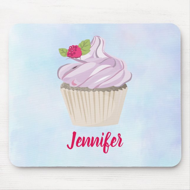 Mousepad Delicioso Berry de Cupcake Rosa no Topo Personaliz (Frente)