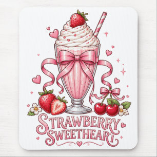 Mousepad Delicioso Milkshake de Morango Rosa