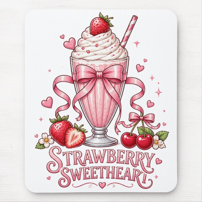 Mousepad Delicioso Milkshake de Morango Rosa (Frente)