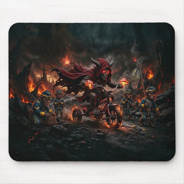 Mousepad Demônio em Triciclo com Trolls da Cavalaria dos EU (Frente)