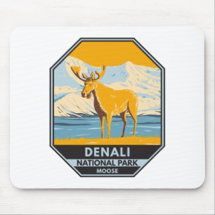 Mousepad Denali National Park Alaska Moose Vintage