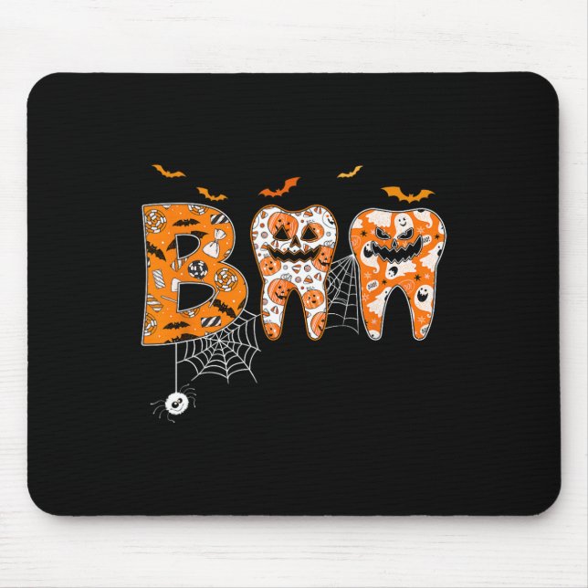 Mousepad Dente Boo Dente Bompkin Dentista Halloweista Denta (Frente)