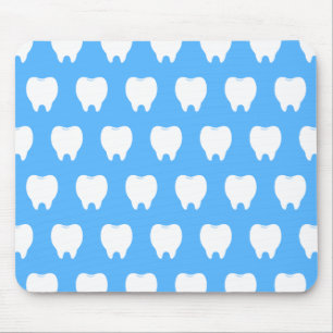 Mousepad Dente Branco Simples com Padrão Azul Claro – Limpo