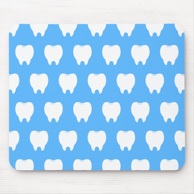 Mousepad Dente Branco Simples com Padrão Azul Claro – Limpo (Frente)
