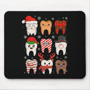 Mousepad Dentes de Natal Dentais Engraçados Dentista de Nat