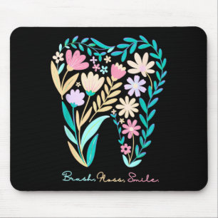 Mousepad Dentista Estudante Floral Boho Flor de Dente Odont