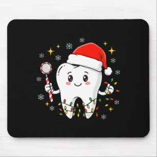 Mousepad Dentista Natal Dentes Luzes de Natal Divertido Den