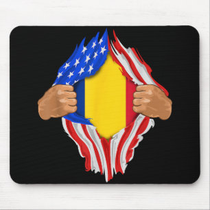 Mousepad Dentro de Sangue Romeno - Camiseta Romênia Bandeir