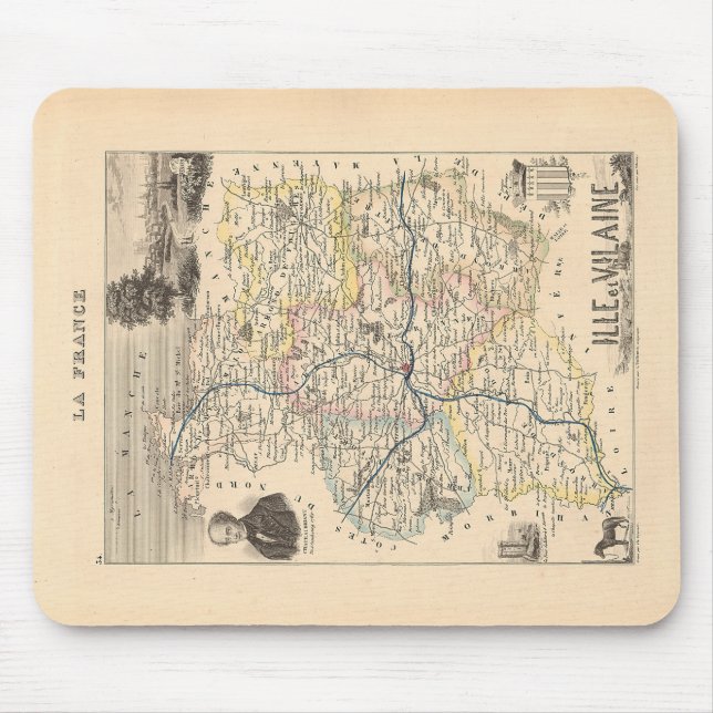 Mousepad Departamento de Ille et Vilain, Mapa de Alexandre  (Frente)