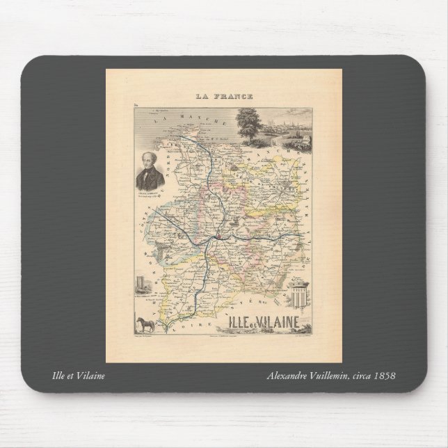 Mousepad Departamento de Ille et Vilain, Mapa de Alexandre  (Frente)