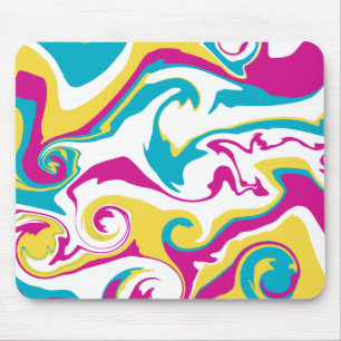 Mousepad Derramar - Turquesa, Amarelo, Rosa e Branco