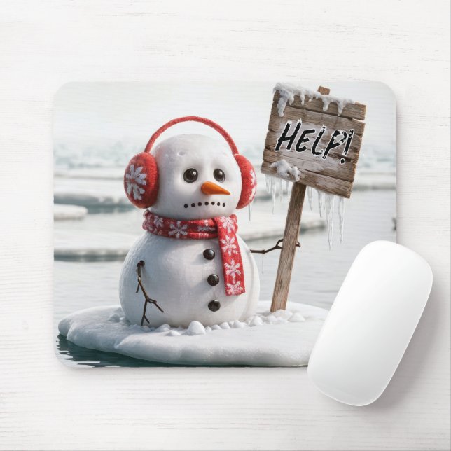Mousepad Derreter Snowman No Ice Flot Com Sinal De Ajuda (Com mouse)