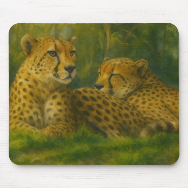 Mousepad Descanso de Cheetah Duo em Floresta (Frente)