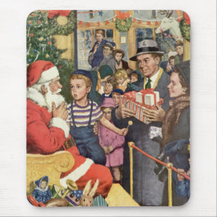 Mousepad Desejo de Natal Antigo, Menino no Colo do Papai No