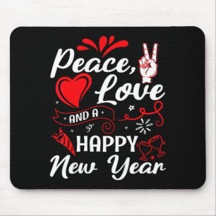 Mousepad Desejos de Ano Novo, Paz, Amor, Feliz Ano Novo, An