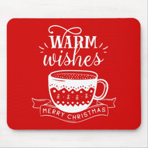 Mousepad Desejos Quentes Xícara Quente Café Cacau Vermelho
