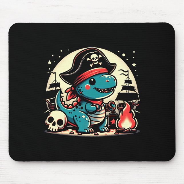 Mousepad Desempenho de dinossauro pirata freebooter pirata  (Frente)