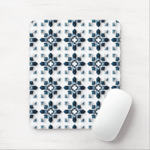 Mousepad Desenho Abstrato Geométrico em Azul e Branco