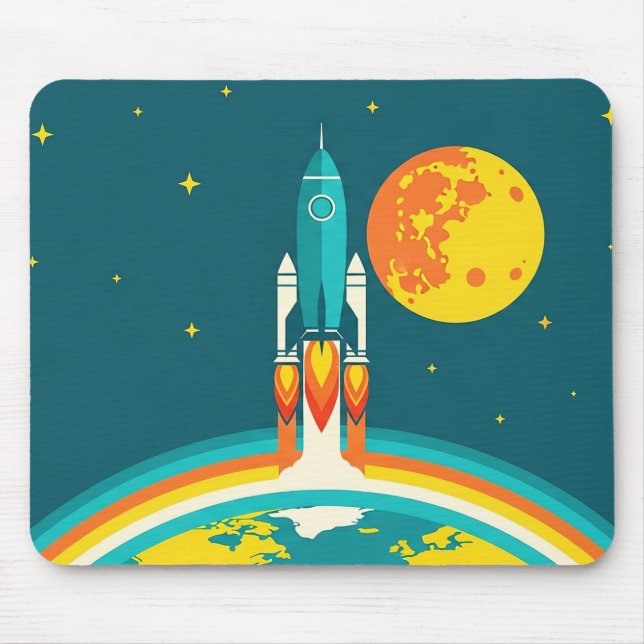 Mousepad Desenho animado de foguete espacial fofo (Frente)