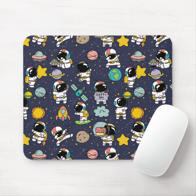 Mousepad Desenho animado do astronauta no espaço sideral  (Com mouse)