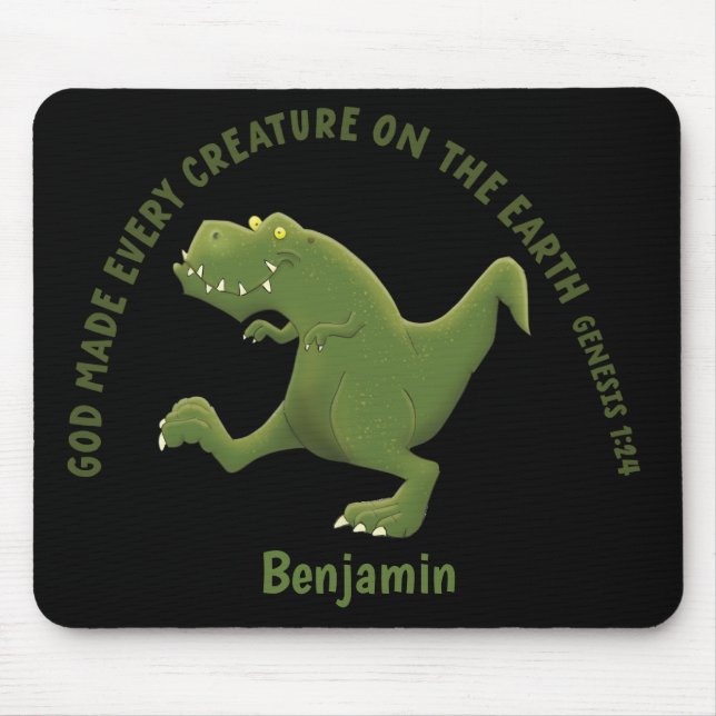 Mousepad Desenho animado engraçado do T rex Deus fez todas  (Frente)