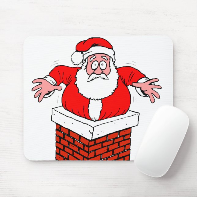 Mousepad desenho animado que Papai Noel ficou preso na cham (Com mouse)