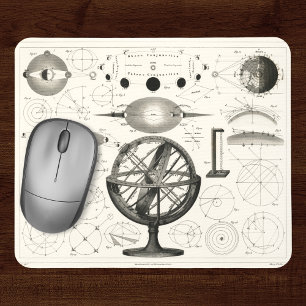 Mousepad Desenho Antiquado das Esferas Astrológicas Vintag